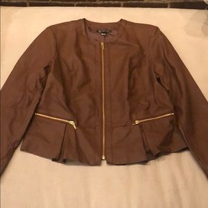 INC Faux Leather Peplum Jacket